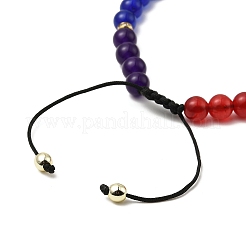Natural & Synthetic Mixed Stone Round Braided Bead Bracelet&nbsp;BJEW-JB09861