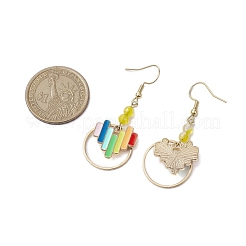 Heart Alloy Enamel & Brass Ring Dangle Earrings for Women&nbsp;EJEW-JE05922