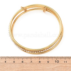 304 Stainless Steel Micro Pave Cubic Zirconia Triple Layers Bangles for Women&nbsp;BJEW-K271-03G