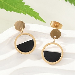 304 Stainless Steel Plastic Dangle Stud Earrings&nbsp;EJEW-Z089-16G