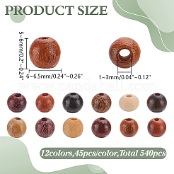 540Pcs 12 Colors Natural Unfinished Wood Beads&nbsp;WOOD-WR0001-16