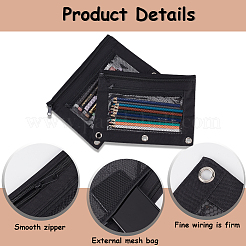 3Pcs Rectangle Polyester Mesh Pen Bags&nbsp;AJEW-CP0008-05