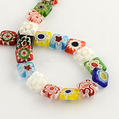 Square Handmade Millefiori Glass Beads Strands&nbsp;X-LK-R004-19