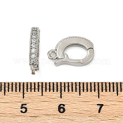 Oval Brass Micro Pave Clear Cubic Zirconia Fold Over Clasps&nbsp;KK-H202-12P