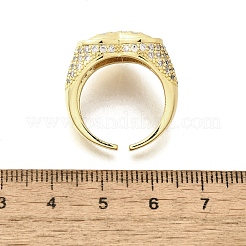Brass Micro Pave Clear Cubic Zirconia Cuff Rings for Women&nbsp;RJEW-G347-01G