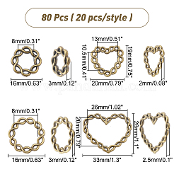 80Pcs 4 Style Zinc Alloy Twist Linking Rings&nbsp;FIND-AR0001-47