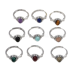Natural Gemstone Finger Rings&nbsp;RJEW-A084-03P