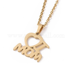 304 Stainless Steel Heart with Word I Love Mom Stud Earrings and Pendant Necklace Set&nbsp;AJEW-B019-08