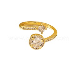 Brass Micro Pave Clear Cubic Zirconia Cuff Open Rings&nbsp;WGF37DE-05