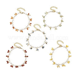 Natural Mixed Stone Faceted Round Beaded Chain Bracelets for Women&nbsp;BJEW-JB14248