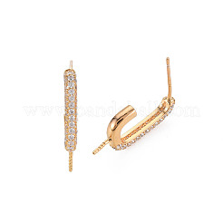 Brass Micro Pave Clear Cubic Zirconia Stud Earring Hooks&nbsp;KK-S356-661-NF