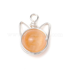 Dyed Natural Selenite Copper Wire Wrapped Pendants&nbsp;PALLOY-TA00136