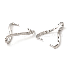 Rhodium Plated 925 Sterling Silver Micro Pave Clear Cubic Zirconia Ice Pick Pinch Bails&nbsp;STER-NH0001-52P