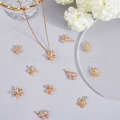 12Pcs 4 Style Brass Micro Pave Cubic Zirconia Pendants&nbsp;KK-BBC0019-53