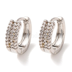 Brass Micro Pave Cubic Zirconia Hoop Earrings&nbsp;KK-CBA90BB-07P