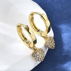 Heart Brass Hoop Earrings&nbsp;EJEW-Z086-09G
