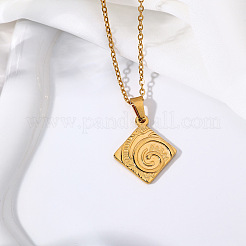 304 Stainless Steel Spiral Rhombus Pendant Necklaces for Unisex&nbsp;WG709B7-01