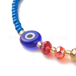 Flat Round Evil Eye Lampwork Braided Bead Bracelet&nbsp;BJEW-JB07234-05