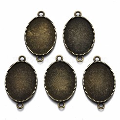 Tibetan Style Oval Alloy Cabochon Connector Settings&nbsp;TIBE-Q038-002B-AB-NR