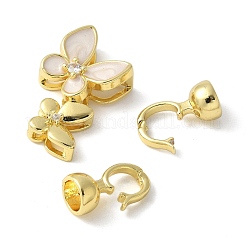 Brass Pave Clear Cubic Zirconia Fold Over Clasps&nbsp;KK-M320-17G