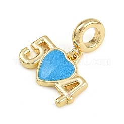 Brass Deep Sky Blue Enaeml European Dangle Charms&nbsp;KK-C114-06G