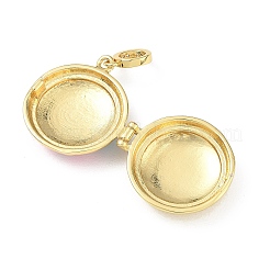 Brass Micro Pave Clear Cubic Zirconia Enamel Locket Pendants&nbsp;KK-A303-22A-G