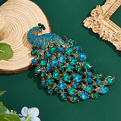 1Pc Peacock Alloy Rhinestone Lapel Pin Brooches for Women&nbsp;JEWB-FH0002-31B