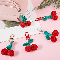 6Pcs 3 Colors Cherry Wool Knitting Pendant Decorations&nbsp;HJEW-CP0001-20
