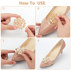 1 Pair Flower ABS Imitation Pearl Detachable Alloy Shoe Buckle Clips&nbsp;DIY-WR0004-08A