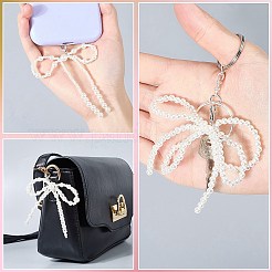 4 Pairs 4 Styles Plastic Imitation Pearl Bowknot Shoe Charms&nbsp;DIY-CP0012-08