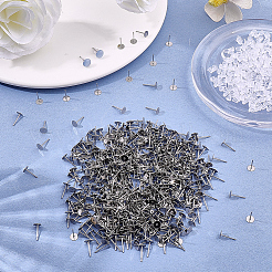 600Pcs 316 Surgical Stainless Steel Flat Round Blank Peg Stud Earring Settings&nbsp;STAS-BBC0011-04A