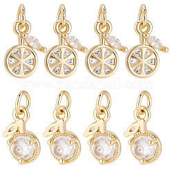 12Pcs Fruits Brass Micro Pave Cubic Zirconia Charms&nbsp;KK-BBC0024-42