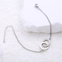 Fashion Simple Double Circle Chain Bracelet for Women Stainless Steel Versatile Elegant&nbsp;WI0762