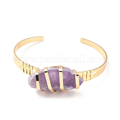 Natural Amethyst Horse Eye Beaded Cuff Bangle&nbsp;G-D458-01G-04-RS