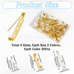 120Pcs 6 Styles Iron Brooch Findings&nbsp;IFIN-SP0001-32