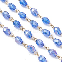 Oval Glass Beaded Link Chains&nbsp;AJEW-JB01471