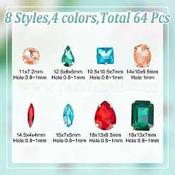 64Pcs 32 Styles Octagon/Teardrop/Horse Eye Sew on Rhinestone&nbsp;RGLA-DC0001-02
