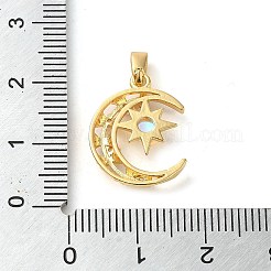 Brass Micro Pave Clear Cubic Zirconia with Glass Pendants&nbsp;X-KK-G483-02G