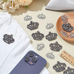 16Pcs 2 Styles Crown Glass/Resin Hotfix Rhinestone&nbsp;PATC-FG0002-38