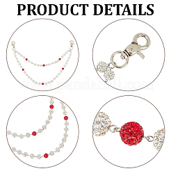 1Pc Polymer Clay Rhinestone Round Beaded Pants Chain Belts for Women&nbsp;AJEW-CN0007-10B