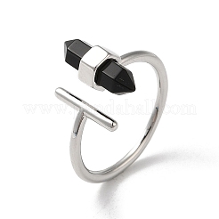 Natural Mixed Gemstone Bullet Open Cuff Rings&nbsp;RJEW-M155-04P