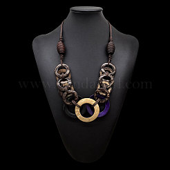 Coconut Ring & Wood Bib Necklaces for Women&nbsp;FS-WG9909F-01