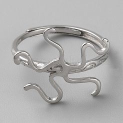Anti-Tarnish Rhodium Plated 925 Sterling Silver Adjustable Rings Base&nbsp;STER-WH0011-27P