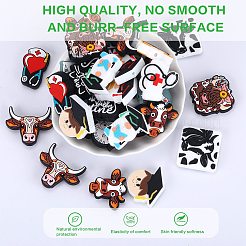12Pcs 6 Styles Graduation Theme Silicone Focal Beads&nbsp;SIL-SZ0001-74