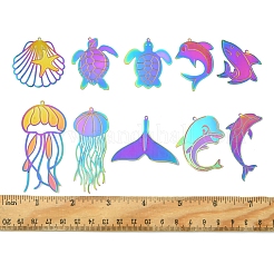 20Pcs 10 Styles Ion Plating(IP) 304 Stainless Steel Etched Metal Embellishments Pendants&nbsp;STAS-FS0001-53