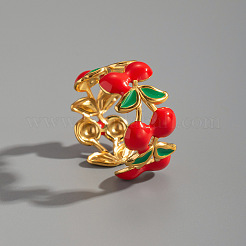 Cherry 304 Stainless Steel Cuff Open Rings for Women&nbsp;SK2283