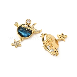 Brass Micro Pave Cubic Zirconia with Glass Pendants&nbsp;KK-G533-20G