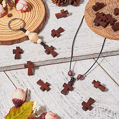 100Pcs Wood Dyed Cross Pendants&nbsp;WOOD-TA0001-93