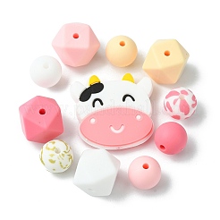 Round/Polygon/Cow Head Food Grade Eco-Friendly Silicone Focal Beads&nbsp;SIL-F003-02