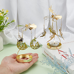 Fairy & Moon Stainless Steel Rotating Tealight Candle Holder&nbsp;DIY-FG0005-17G